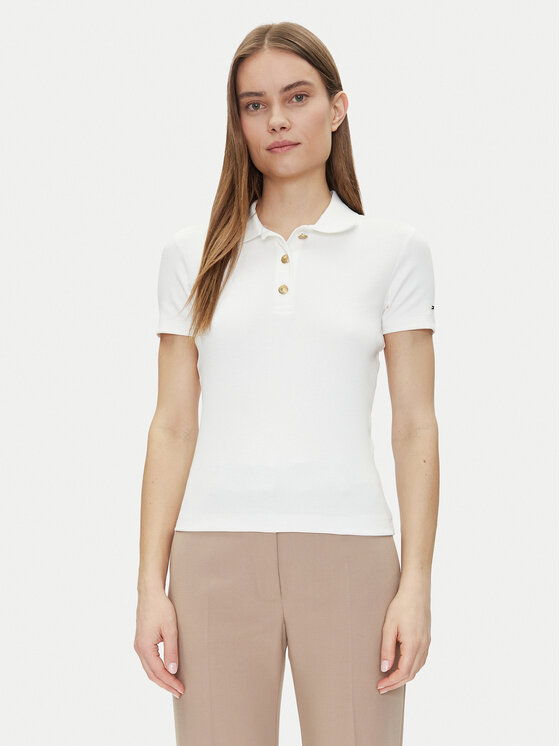 

Рубашка поло стандартный крой Slim Gold Button Polo Ss WW0WW45436 Tommy Hilfiger, белый