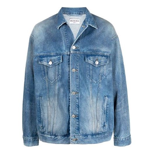 

Куртка Balenciaga BB Sprayed Denim Jacket Large Fit 'Electric Blue Fuchsia', синий