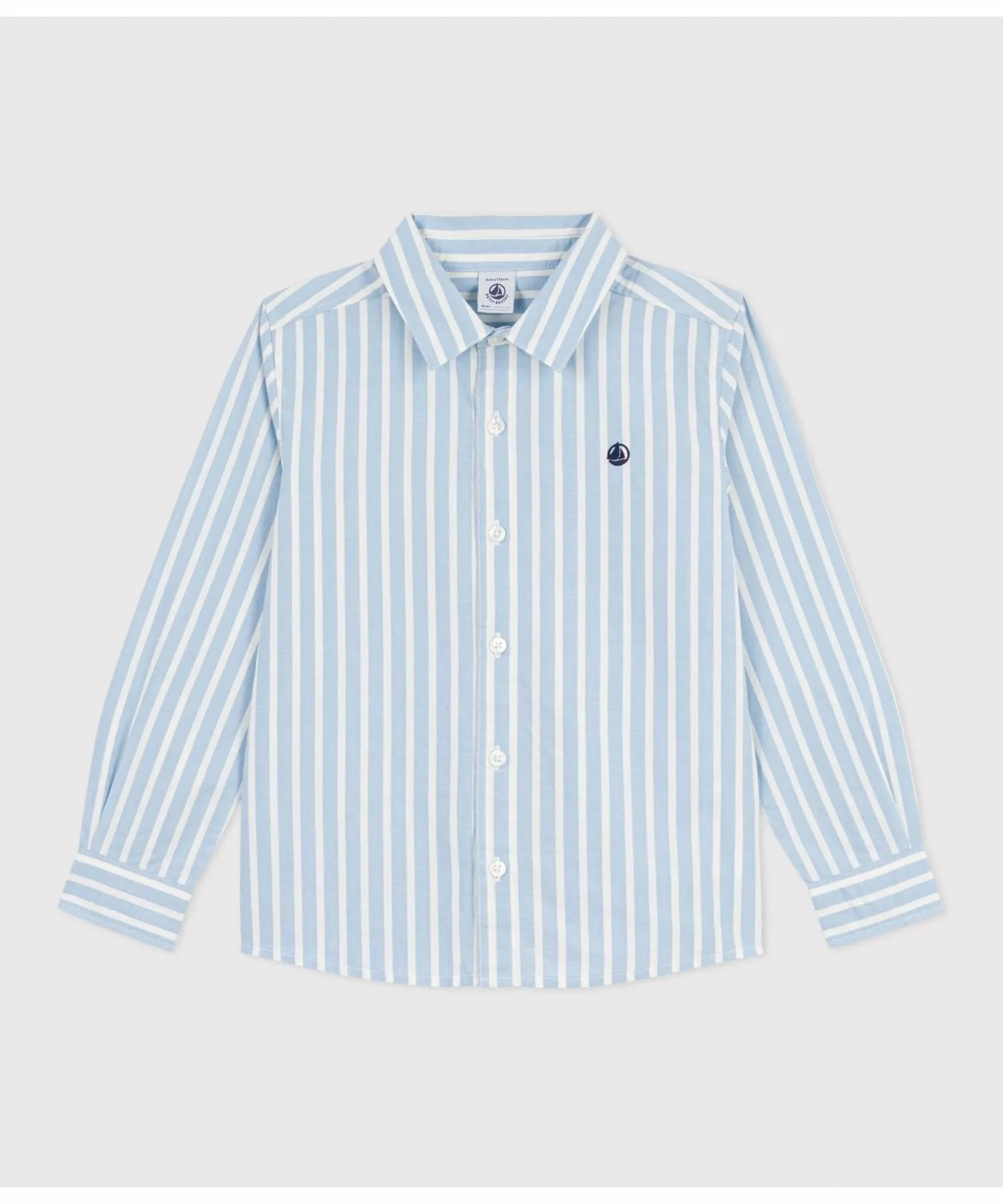 Полосатая рубашка PETIT BATEAU, Light Blue/Off White — фото 3