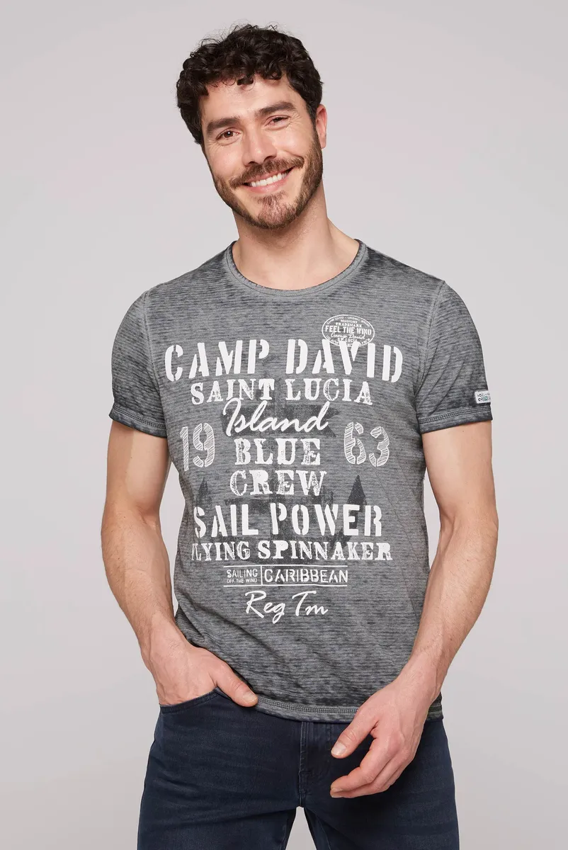 

Рубашка CAMP DAVID с круглым вырезом, хлопок, синий