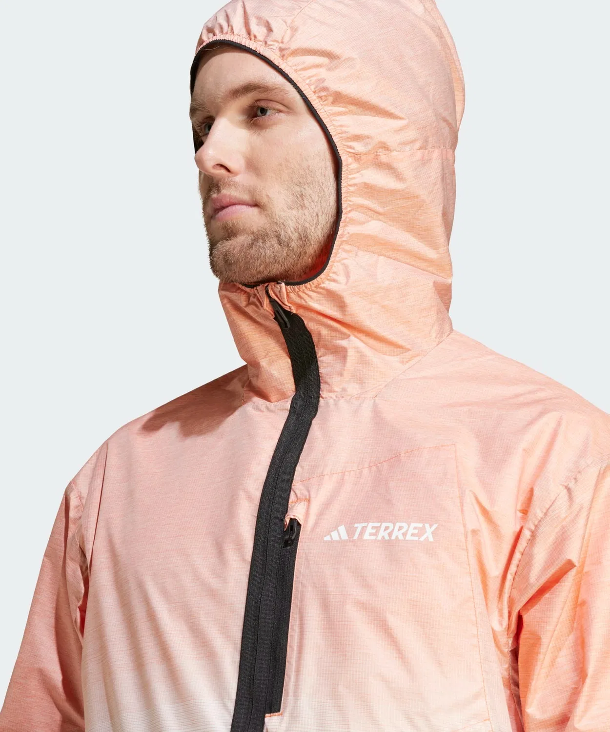 Ветрозащитная куртка для трейлраннинга Adidas Terrex Xperior Light Windweave, белый с красным — фото 3