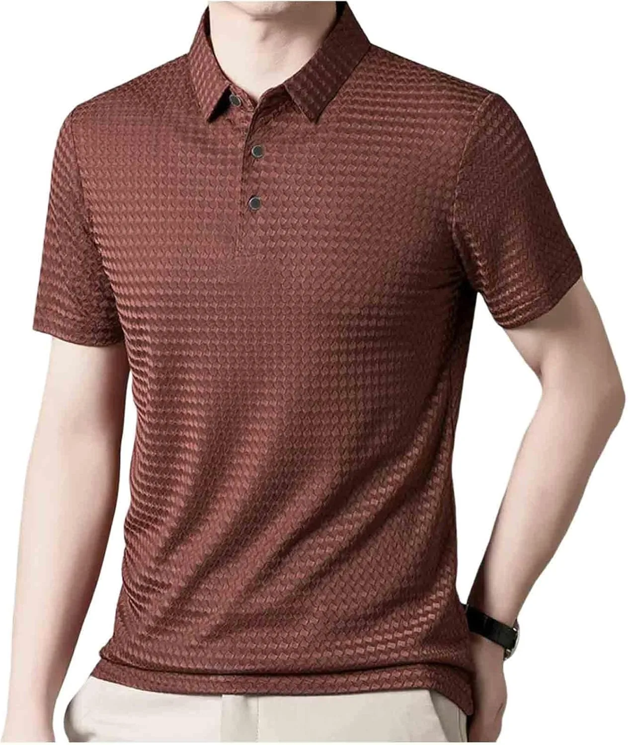 

Футболка-поло для мужчин с коротким рукавом и тремя пуговицами