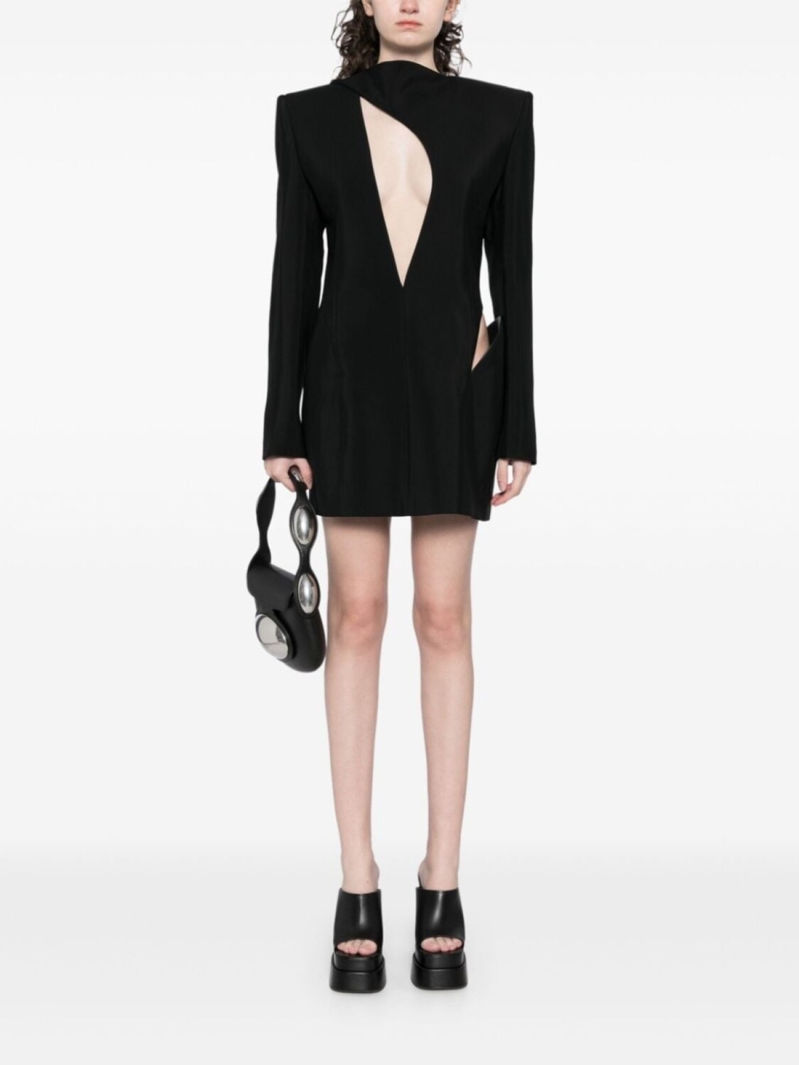 Платье строгого кроя с вырезами Mugler, черный — фото 2