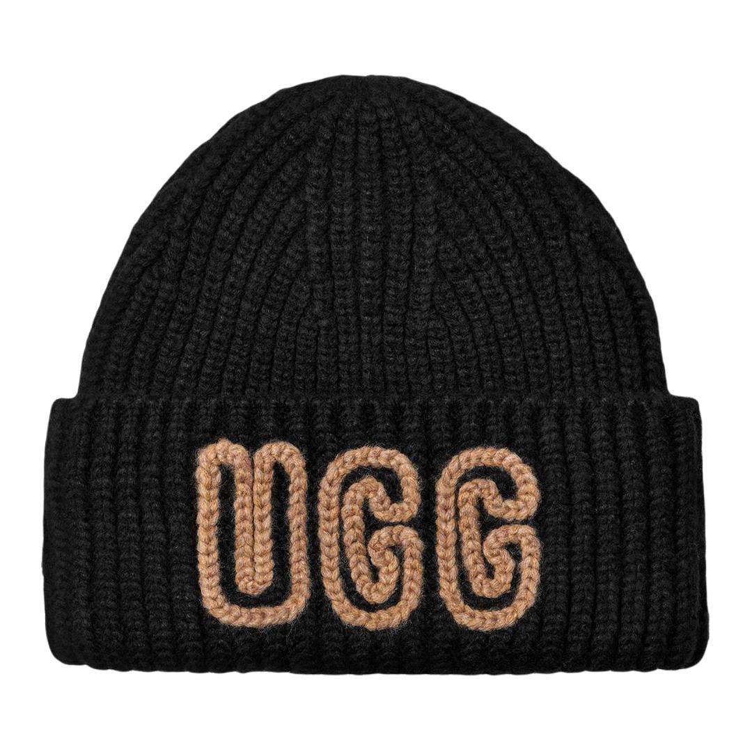 

UGG Акриловая женская шапка-бини Техас коричневый/черный/охровый зеленый, Black