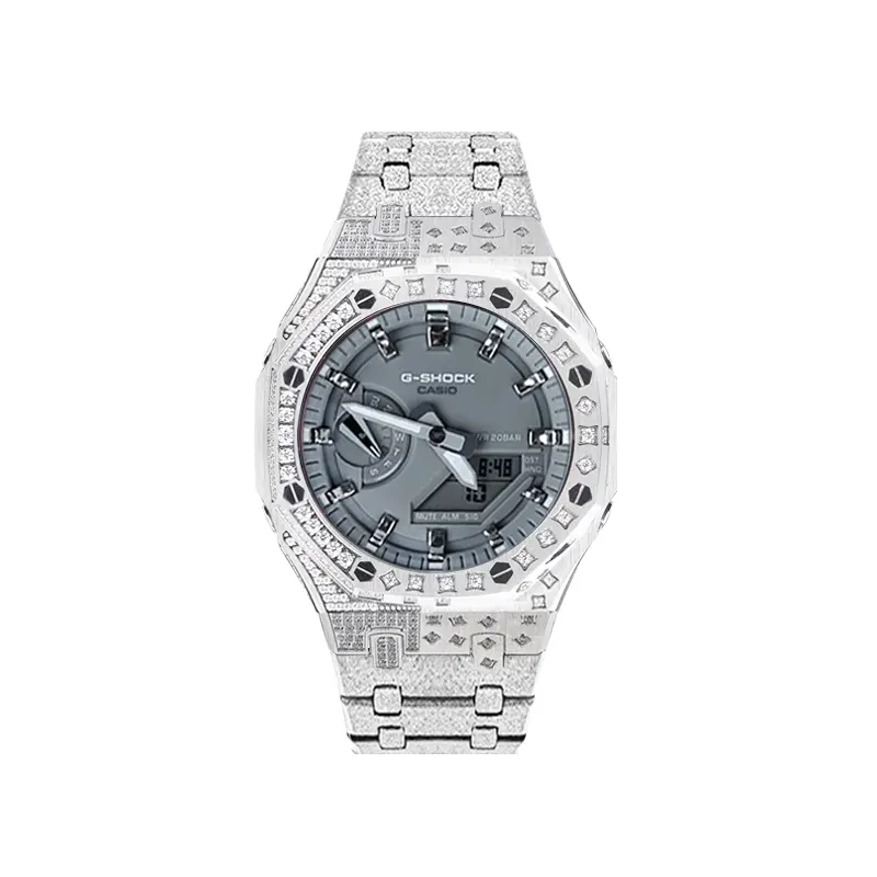 

CASIO Часы Unisex Liquid Crystal/Analog Dual Display Series 48.5mm Gray Watch, Shadow Star Diamond Frost Silver Steel