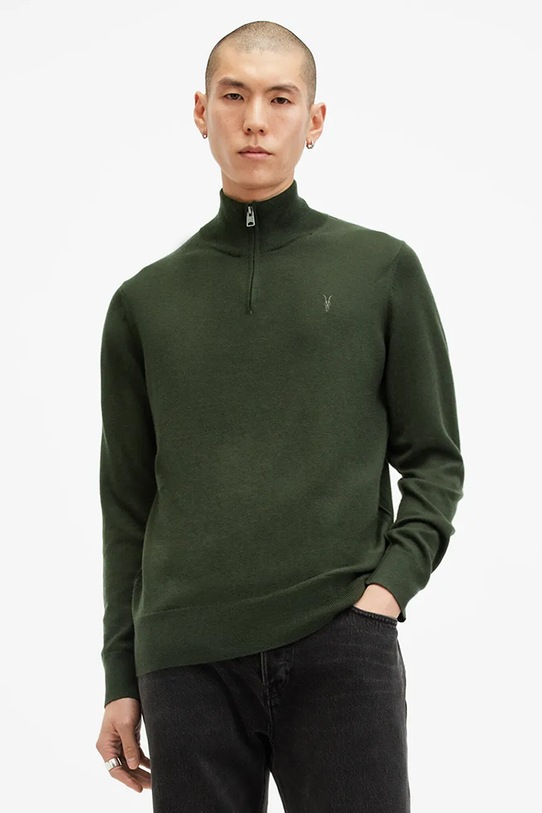 

Вязаный шерстяной свитер KILBURN ZIP FUNNEL Allsaints, зеленый
