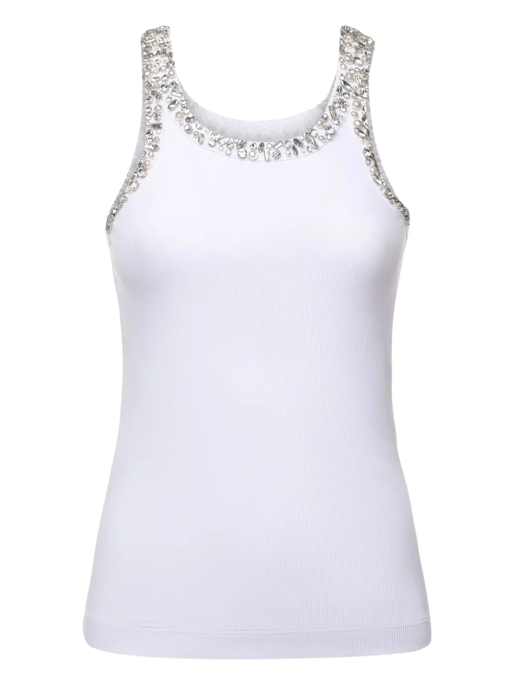 

Украшенный рубчатый топ PINKO, белый