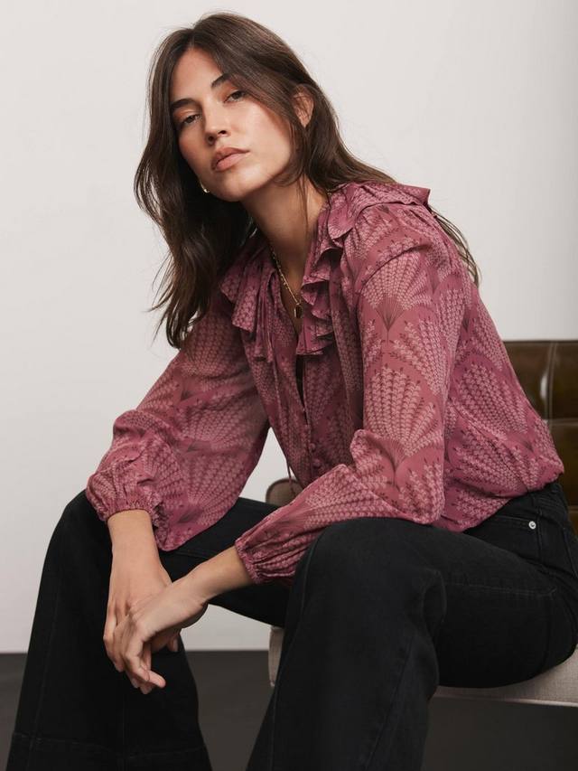 

Блузка с цветочным принтом и галстучным воротником Mint Velvet