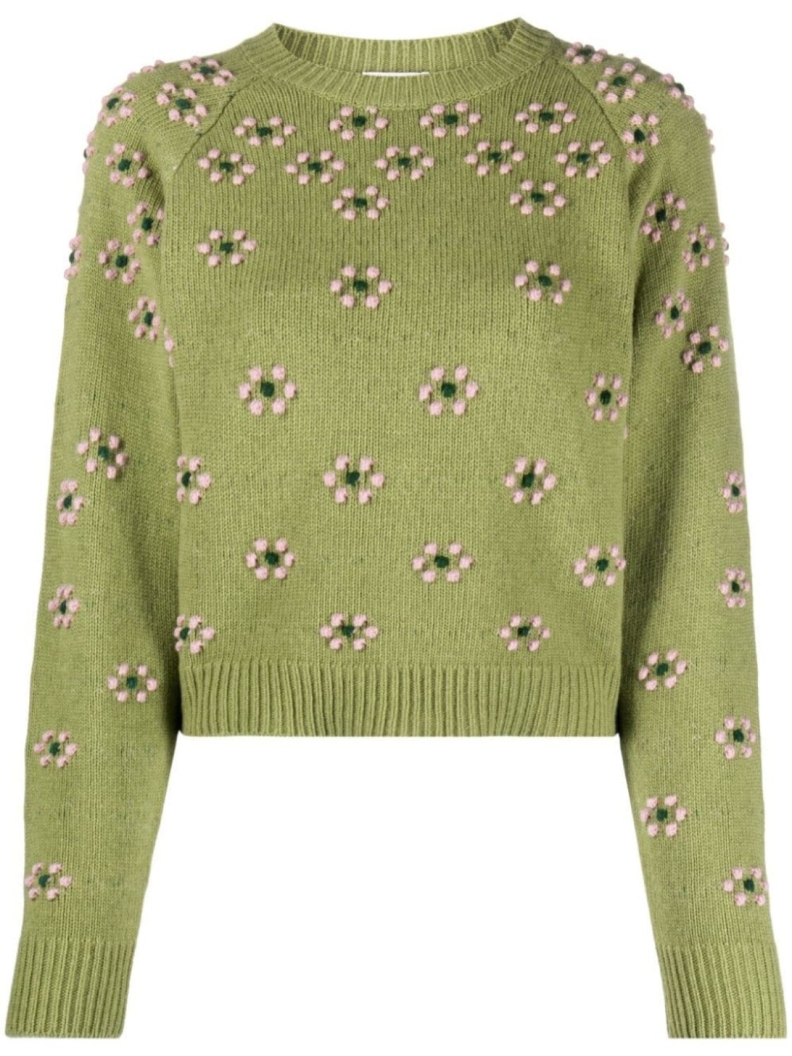 

Kenzo floral-embroidered wool jumper, зеленый