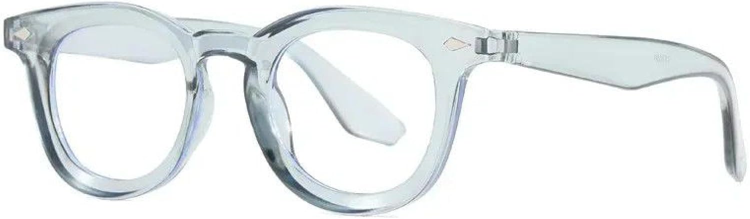 

Мужские солнцезащитные очки в стиле ретро с круглыми линзами, прозрачные линзы цвета океана, защита от УФ-излучения UV400, женские модные очки с заклепками TVTBBVV, Gray Clear