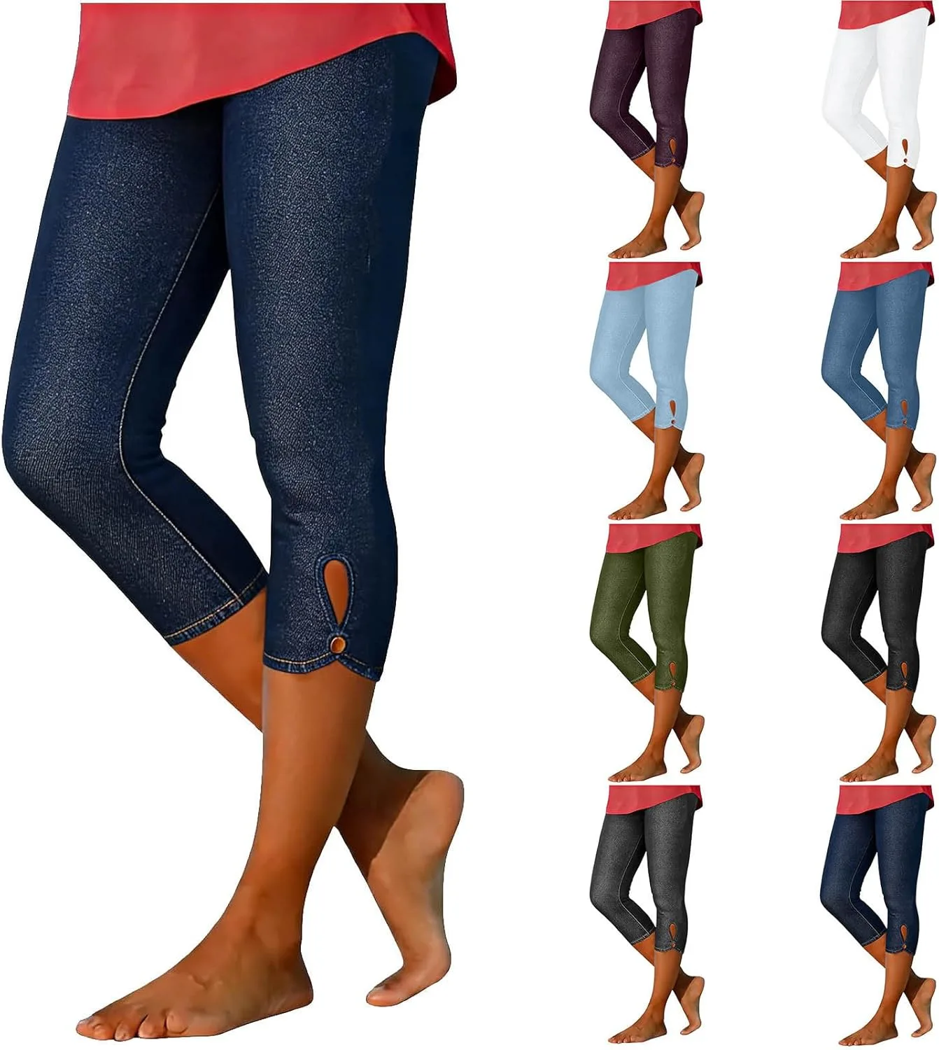 

Женские джинсы Capri Yoga с высокой посадкой и разрезами Yihaojia