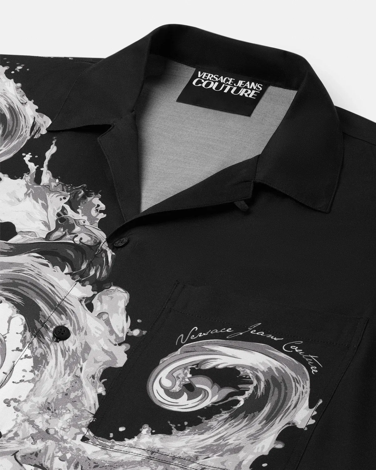 Рубашка из вискозы с набивным рисунком VERSACE, черный — фото 2