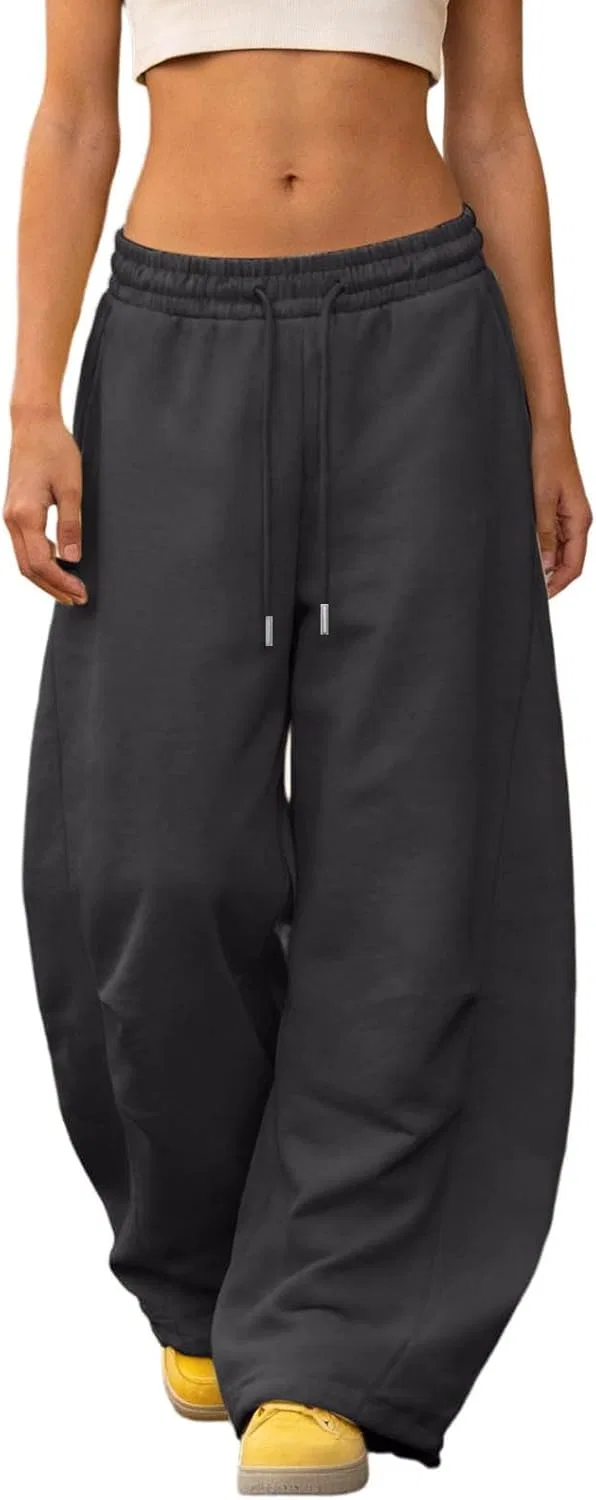 Женские спортивные брюки Barrel Sweatpants 2026, повседневные, свободные, в стиле Y2K, с завязками, эластичным поясом, широкими штанинами, удобные, с карманами