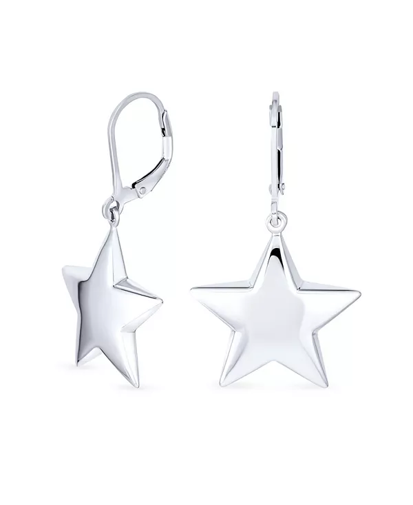 

Американские патриотические небесные рок-звезды, серьги с подвесками на рычажной застежке, стерлинговое серебро Bling Jewelry, silver