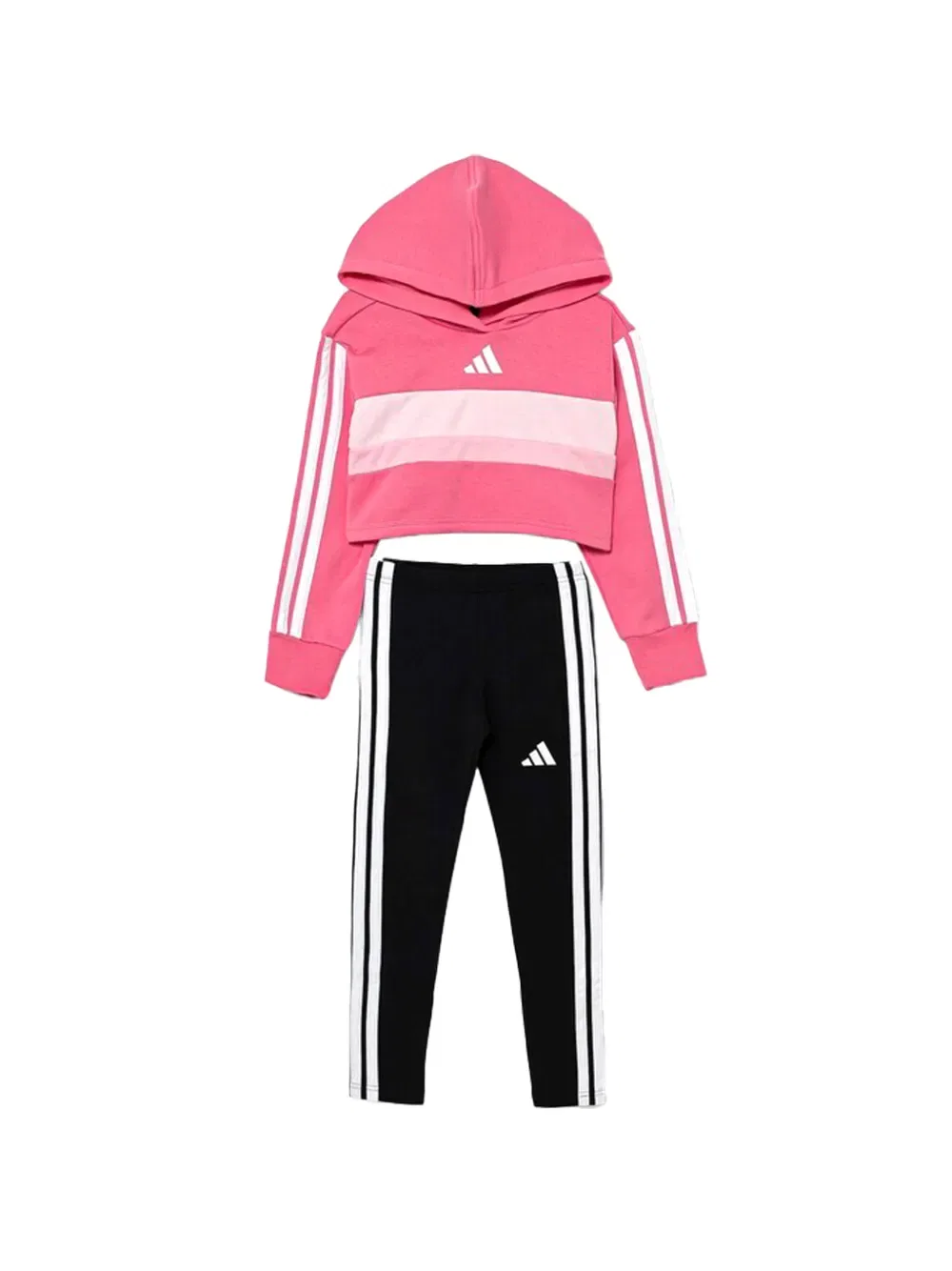 Полосатый спортивный костюм с капюшоном Adidas Kids, розовый