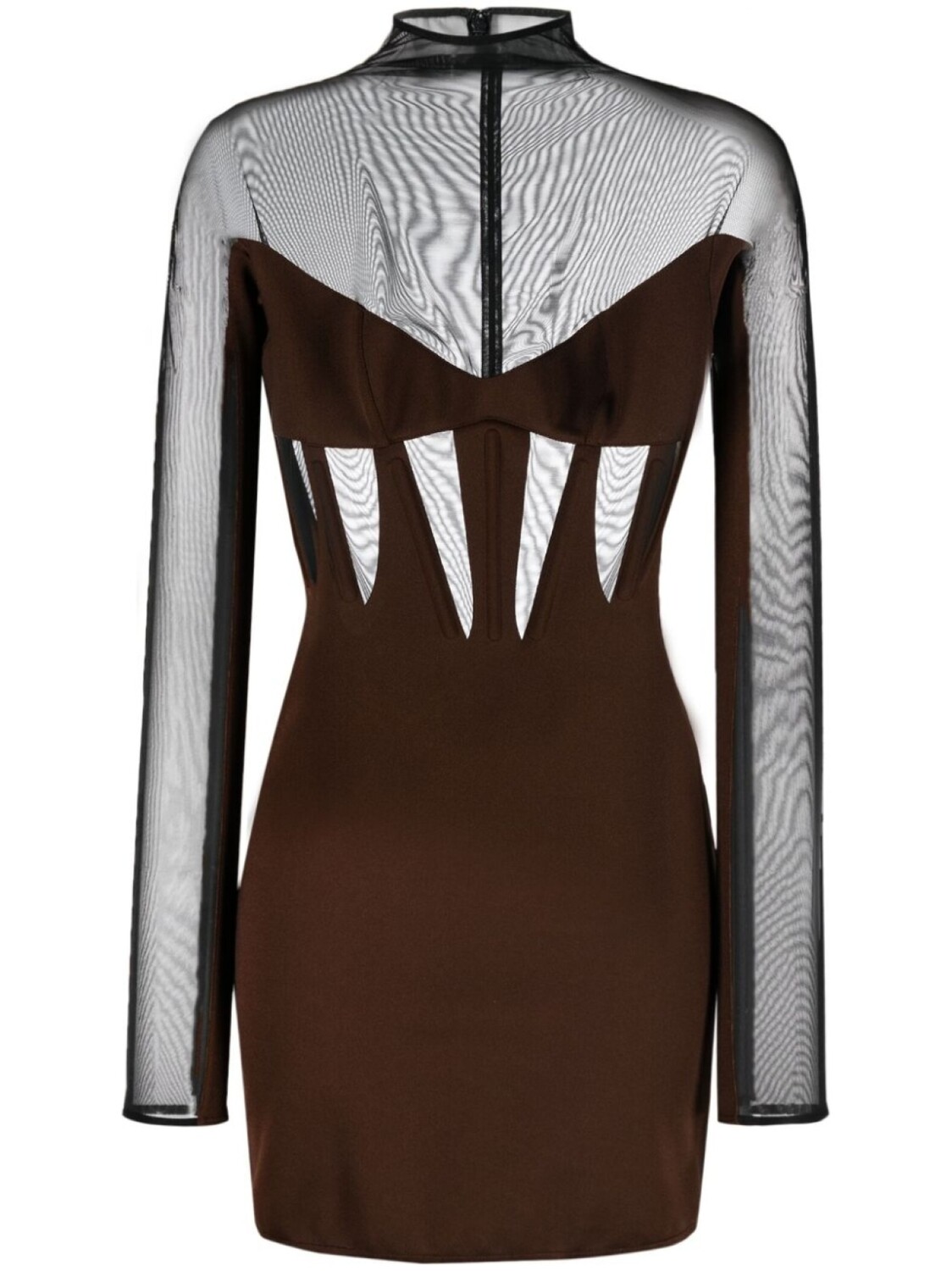

Mugler платье мини с прозрачными вставками, коричневый