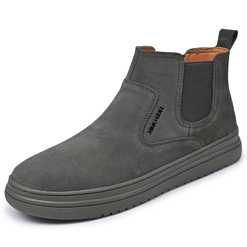 

XIMO BULL Серые мужские короткие челси на каблуке 3 см, цвет Gray