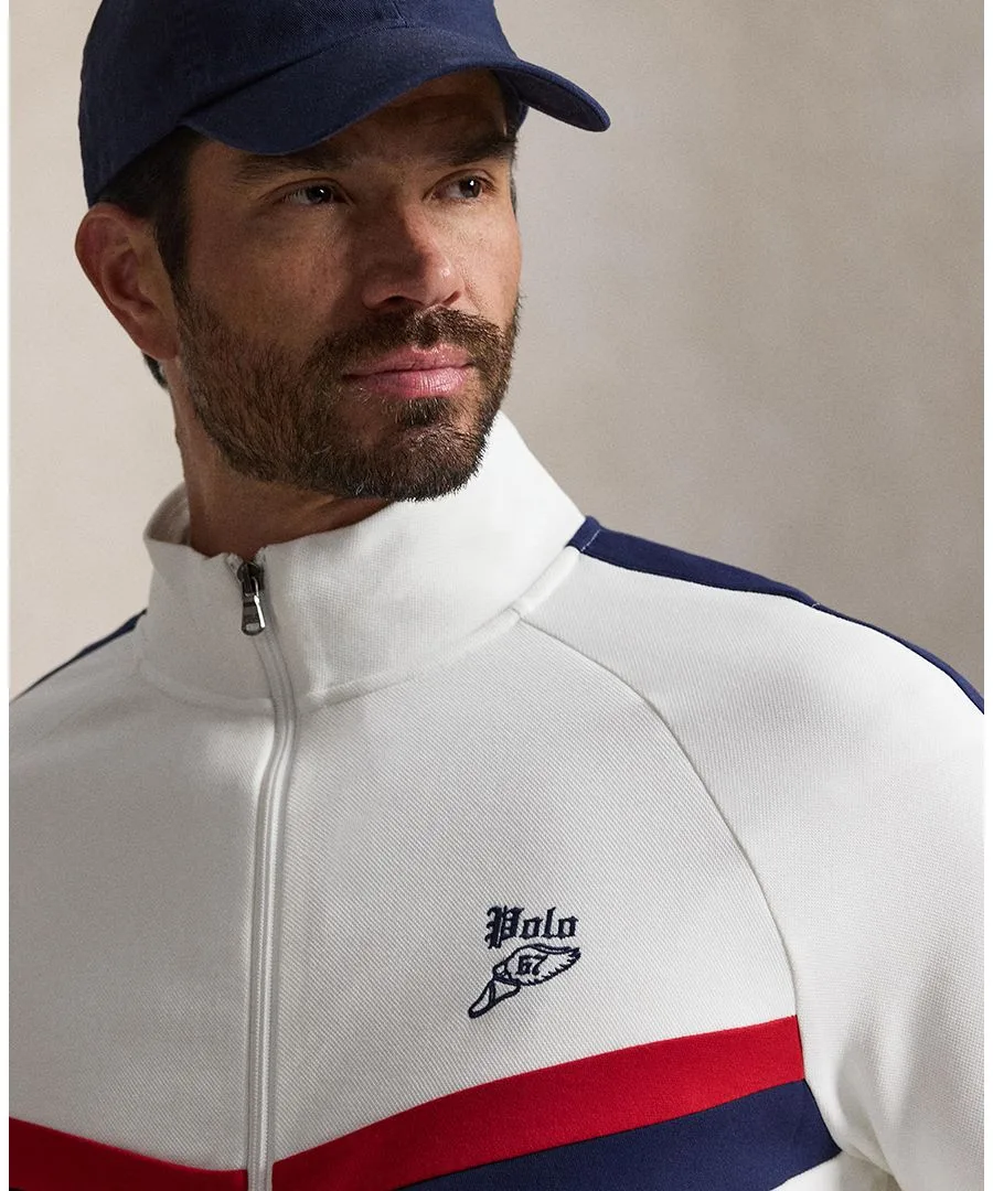 Мужская спортивная куртка из двойной вязки больших размеров Polo Ralph Lauren, белый — фото 3