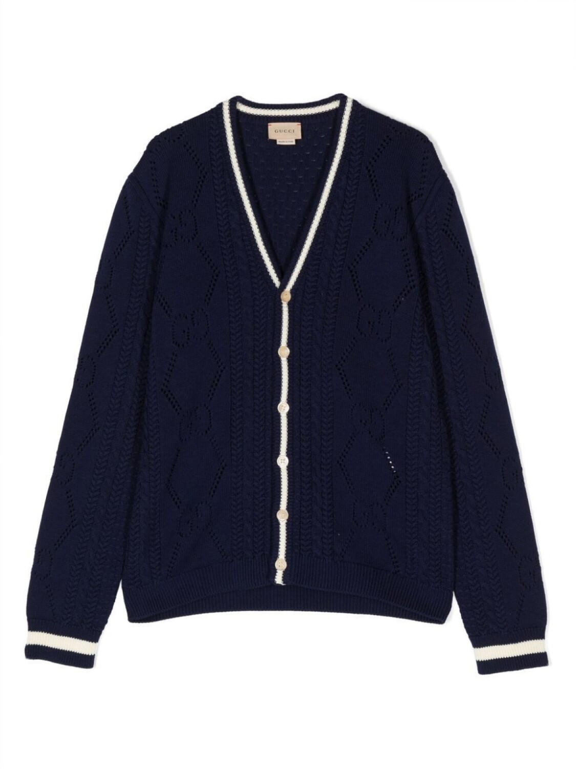 

Gucci Kids кардиган фактурной вязки с логотипом Interlocking G, синий