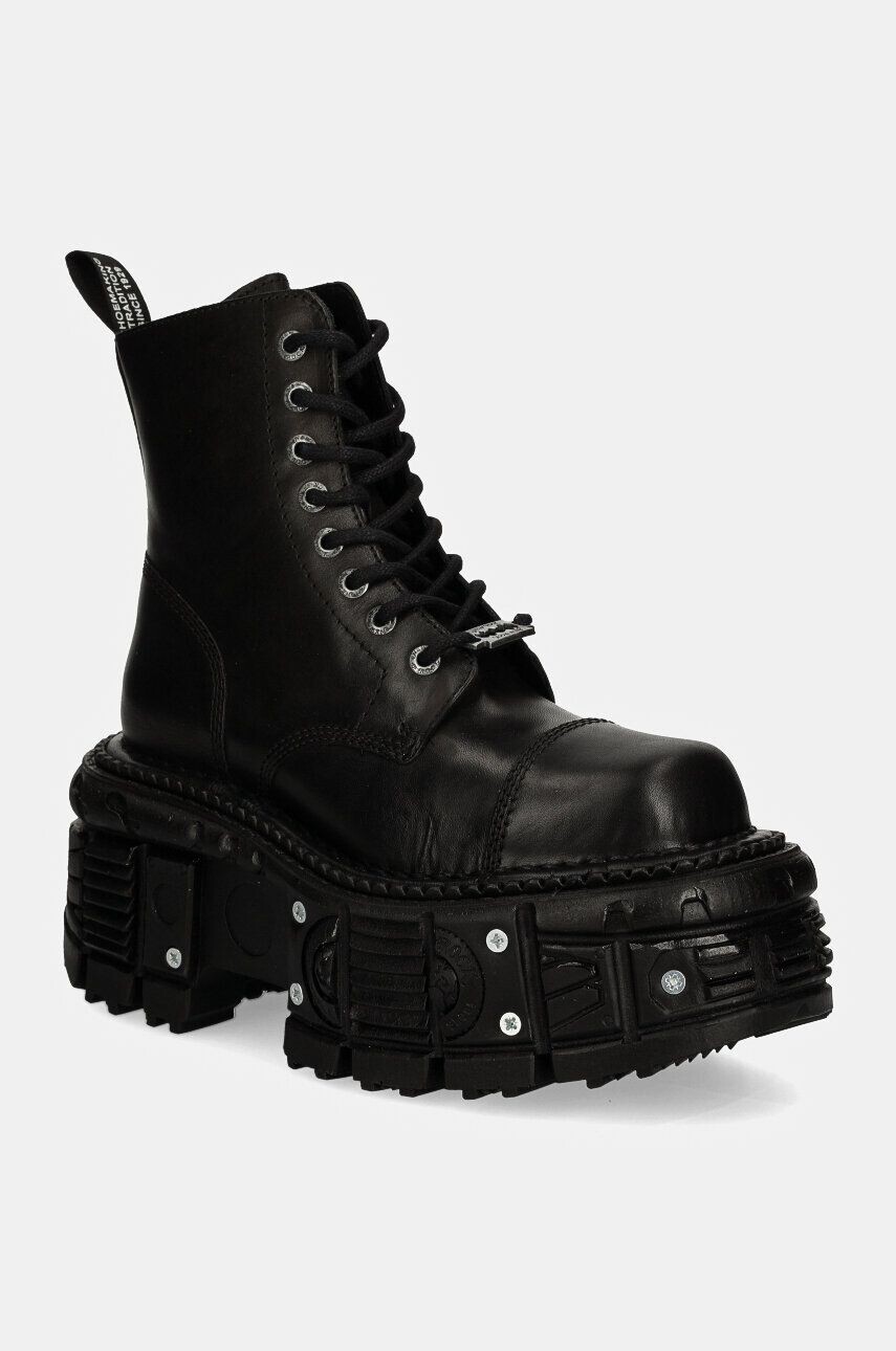 Кожаные мотоциклетные ботинки CRUST NEGRO IMPERFECT TANK NEGRO TORNILLOS New Rock, черный — фото 2