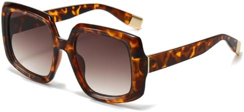 

Винтажные квадратные солнцезащитные очки 2027 года, разноцветные, для женщин, модные градиентные, с защитой от УФ-излучения UV400, для мужчин, в стиле панк MTZJH, Leopard Tea Gradient