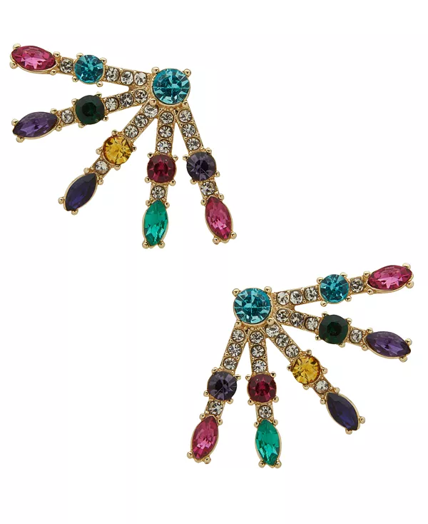 

Серьги-Гвоздики золотистого оттенка со стеклянными камнями и кубическими цирконами Emily In Paris, multi