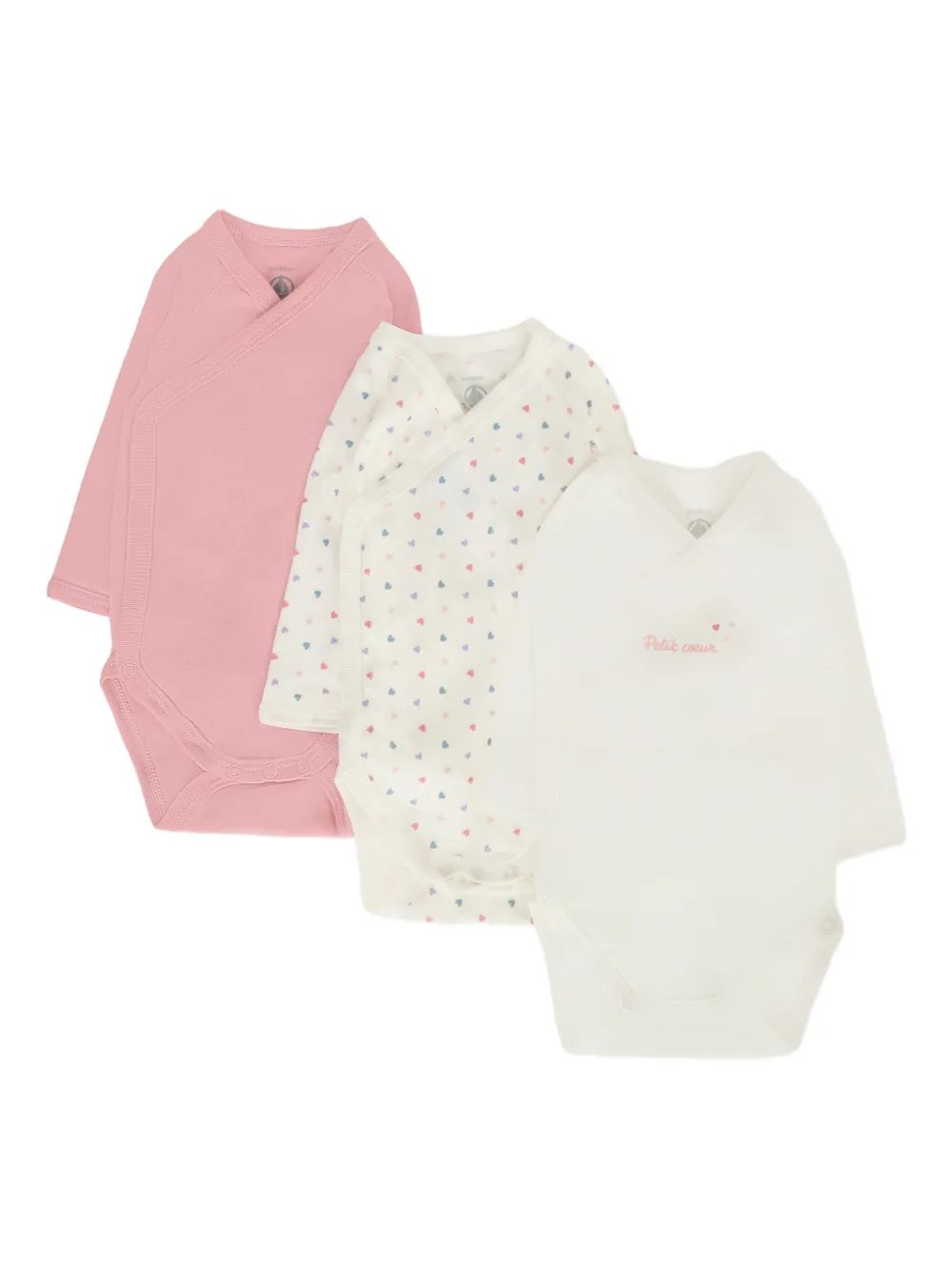 

Боди с принтом в виде сердца и оборкой вокруг шеи (упаковка из трех штук) Petit Bateau, розовый
