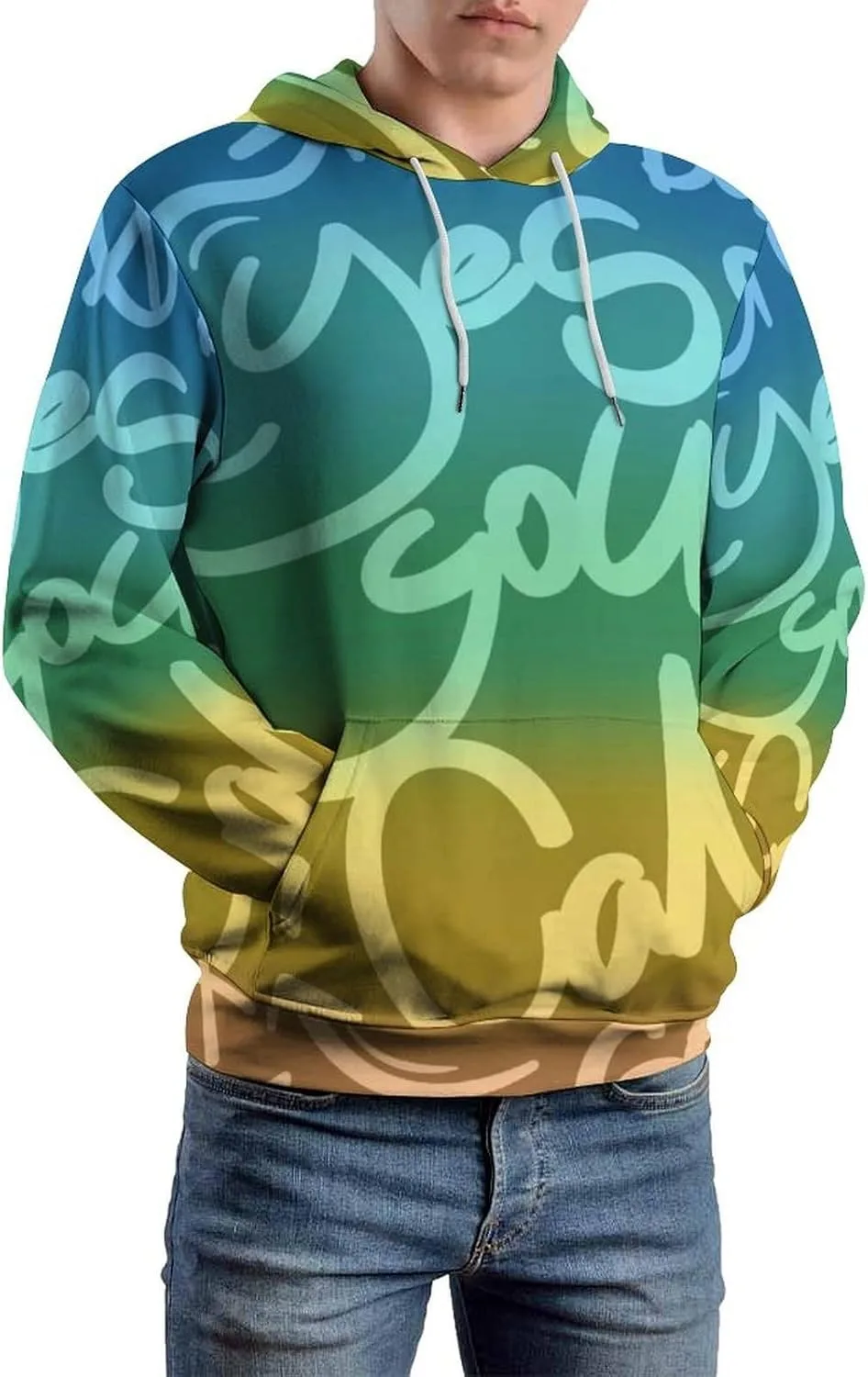 

Мужской худи с принтом Casual Long Sleeve Pullover Streetwear Velvet Flow SHEXING