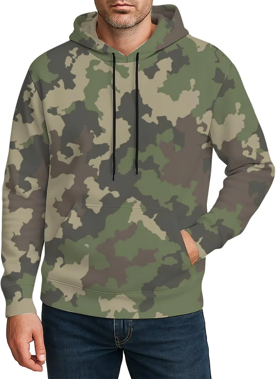 

Мужская толстовка с капюшоном Pullover, классический камуфляжный принт, карман и шнурок Deovige