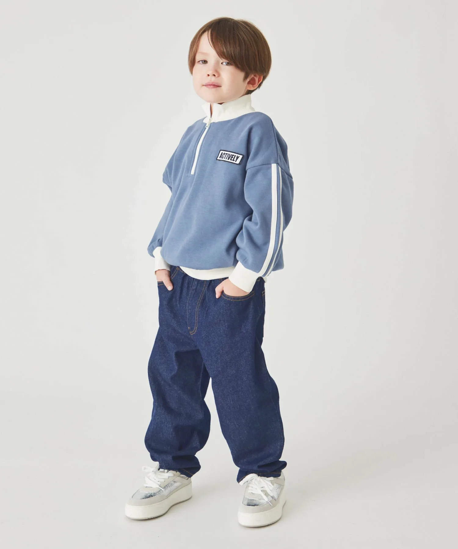 Пуловер с флисовой подкладкой и застежкой-молнией до середины груди Ever Closet, Matte Blue — фото 2