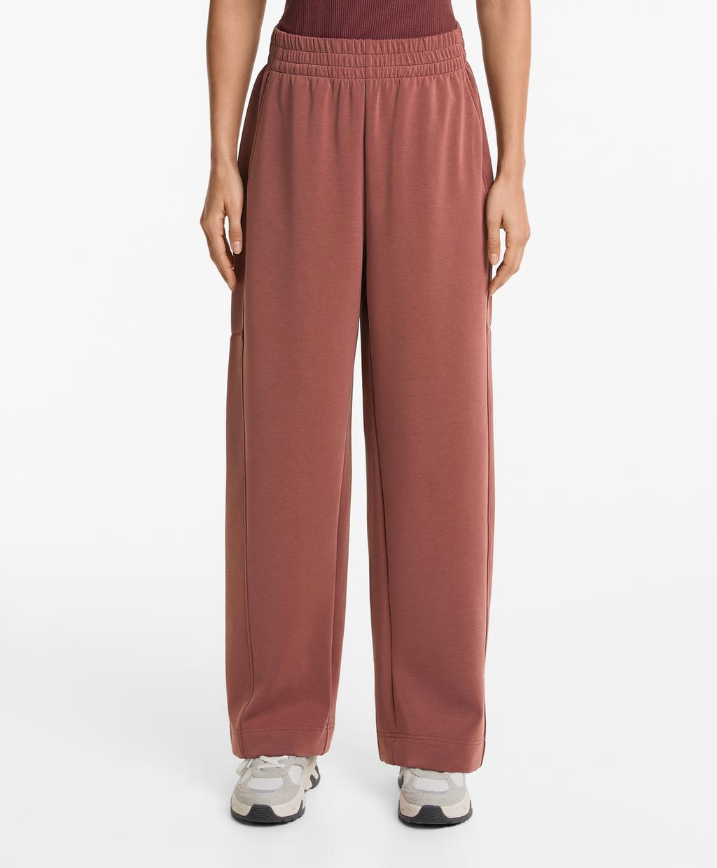

Брюки прямого кроя с начесом из модала Oysho, цвет Russet Mocha