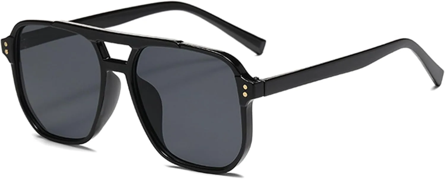 

Солнцезащитные очки Onrtry Retro Aviator для женщин и мужчин, винтажные, в стиле 70-х, квадратная оправа, защита от ультрафиолета UV400, A02 Black Frame/Grey Lens