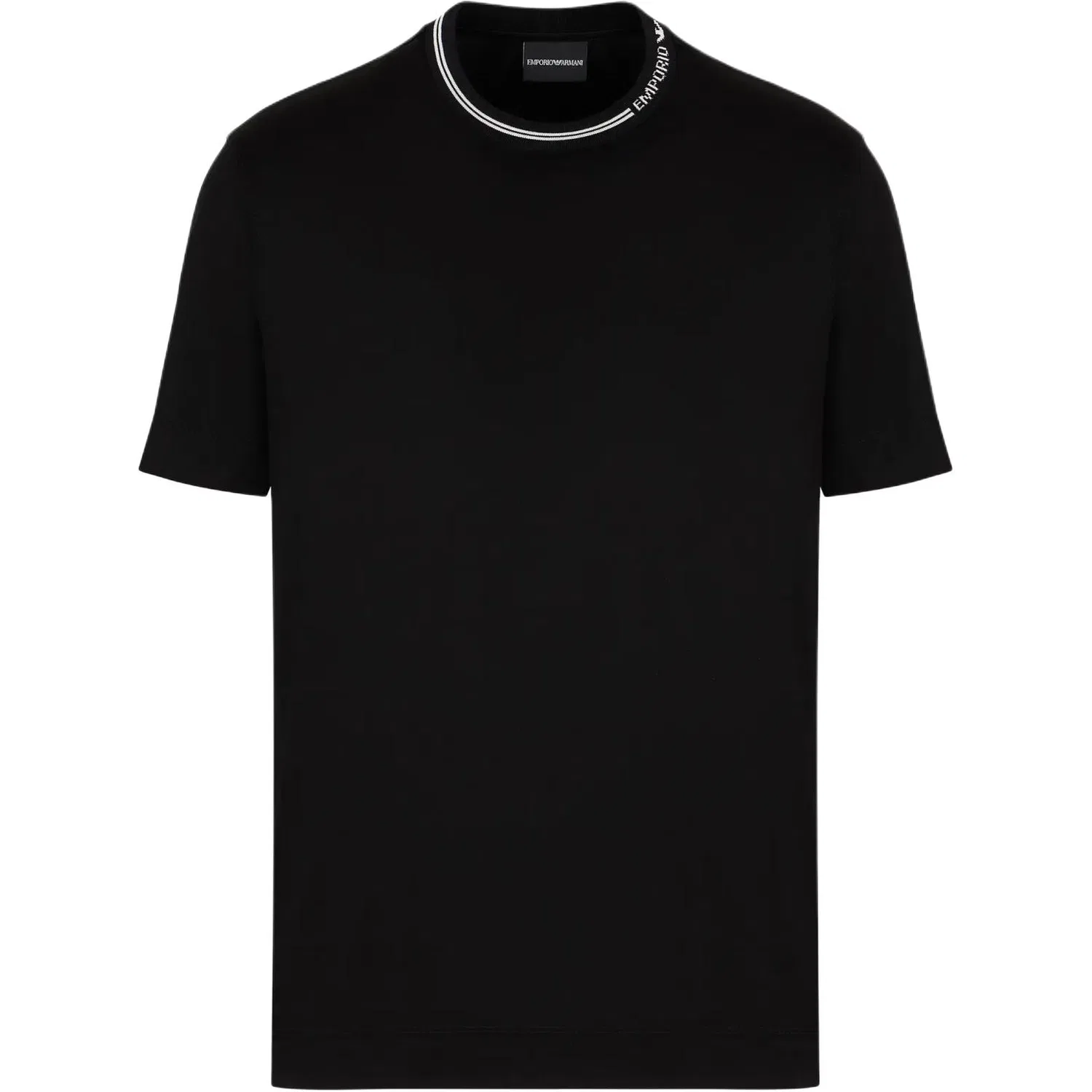 Футболка из смесового лиоцелла с логотипом на воротнике EMPORIO ARMANI, Black
