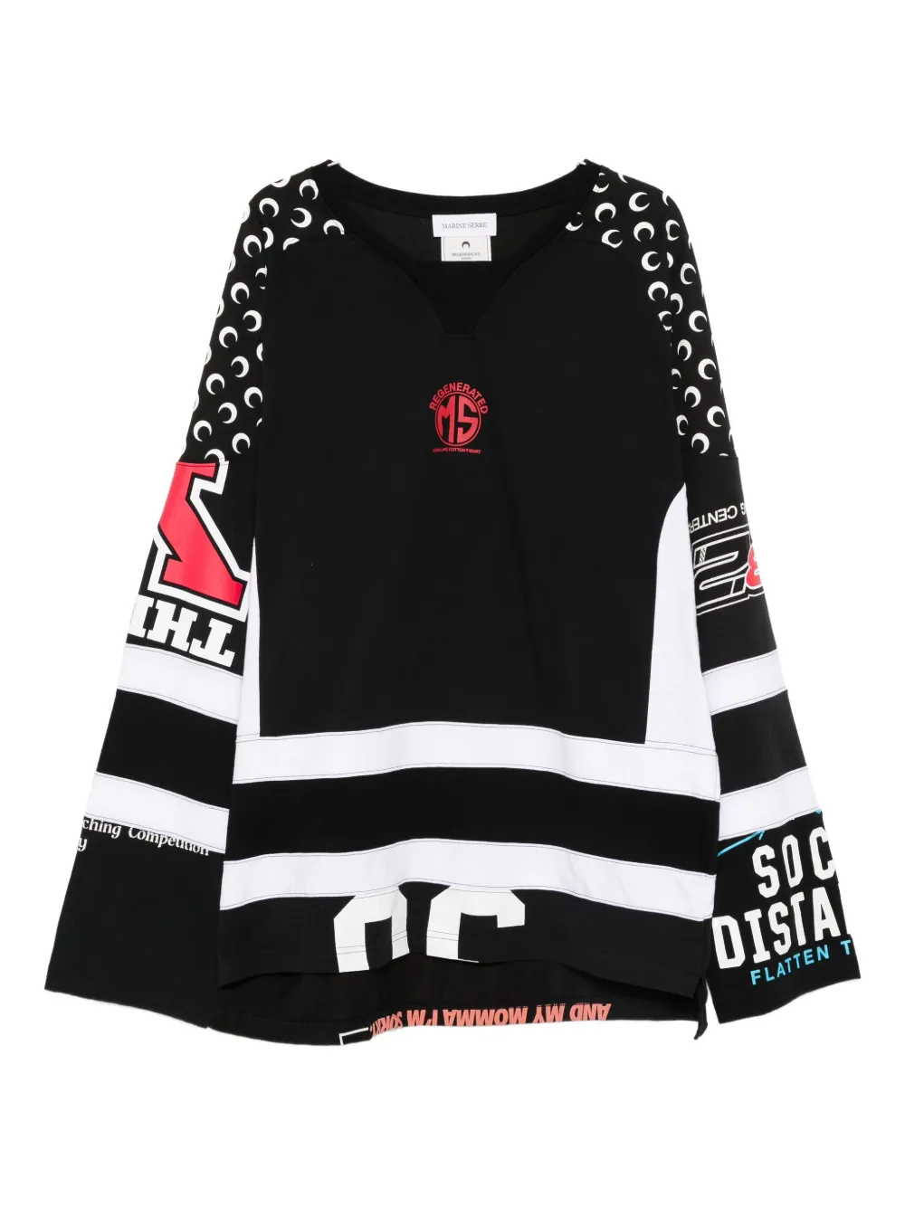 

Футболка с длинными рукавами и принтом Marine Serre, черный