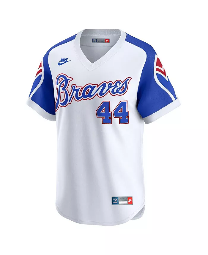 Мужская лимитированная ретро-джерси Hank Aaron White Atlanta Braves из коллекции Cooperstown Nike — фото 2