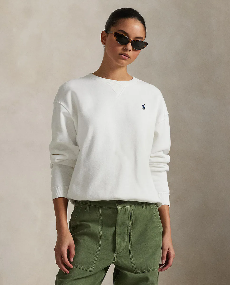 

Женская хлопковая толстовка с круглым вырезом Polo Ralph Lauren, белый