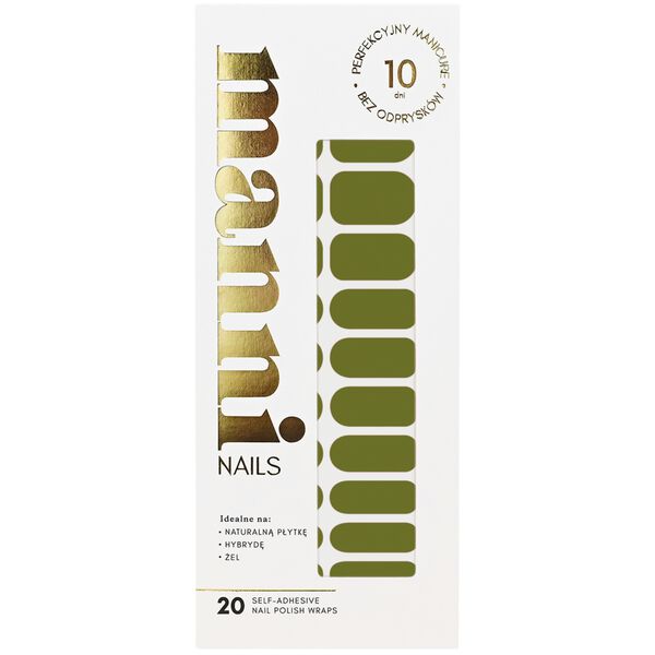 

Самоклеящийся лак для ногтей матча, 20 шт./1 упаковка. Manni Nails, цвет matcha