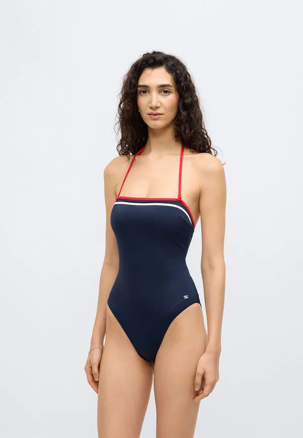 Классический купальник-бандо с завязками на шее и высокой посадкой. Tommy Hilfiger, Dark Night Navy — фото 3