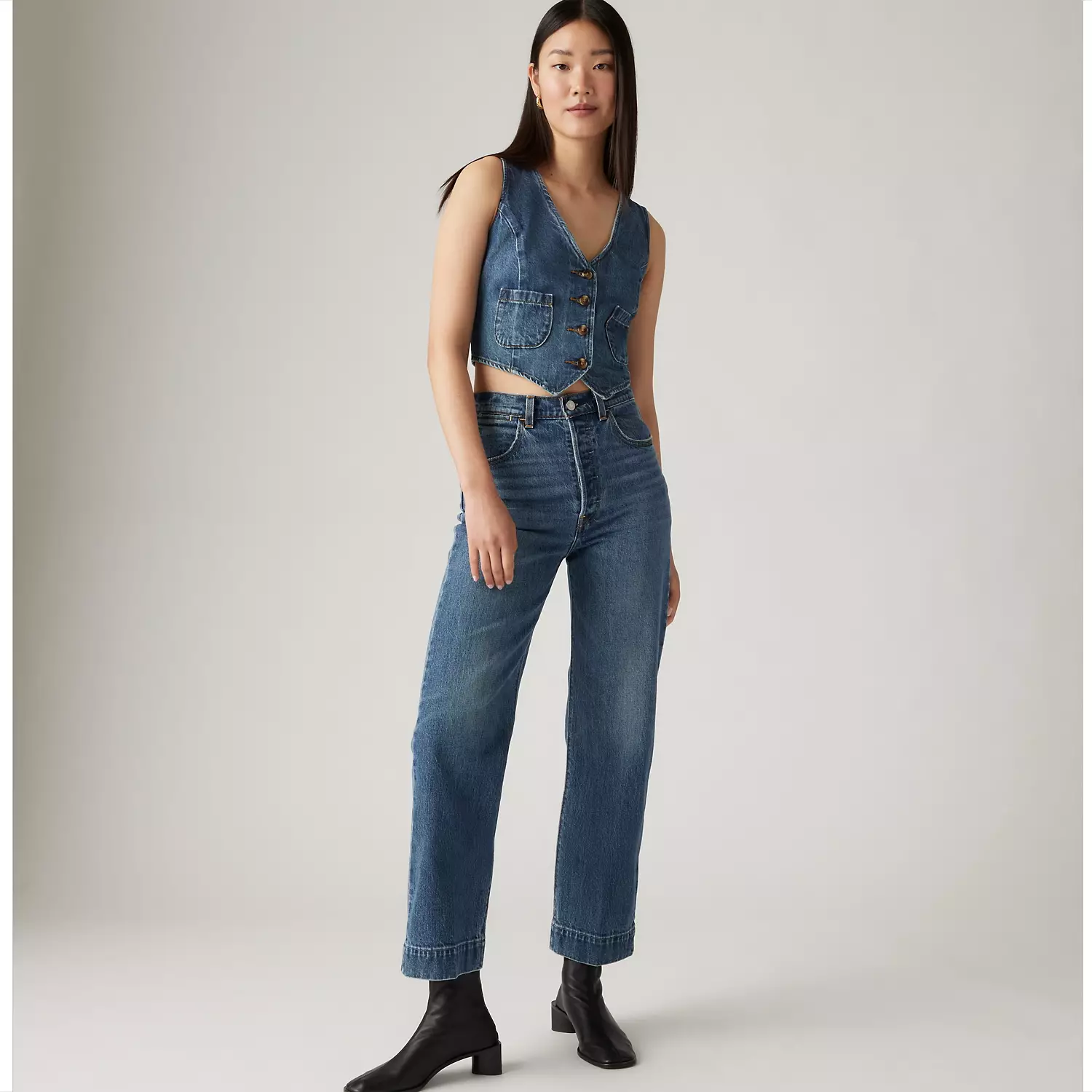 

Прямые женские джинсы с ребристой клеткой до щиколотки Levi's, цвет Valley View - Dark Wash