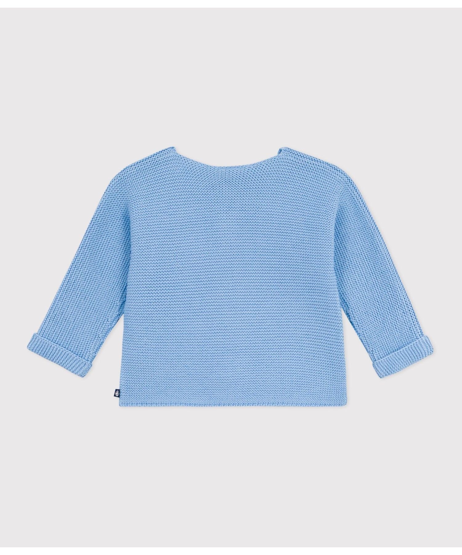 Кардиган, связанный платочной вязкой PETIT BATEAU, Light blue — фото 3