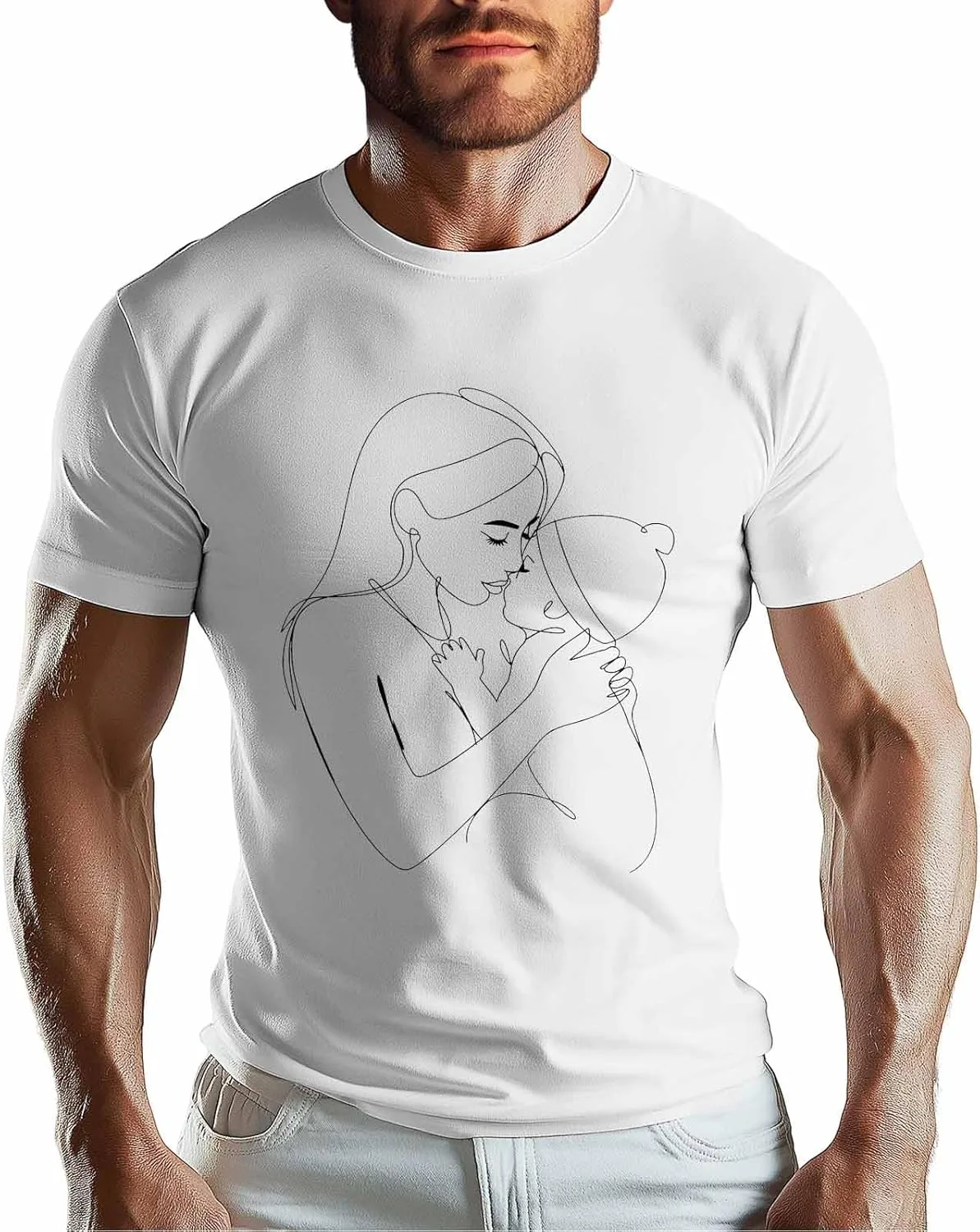 

Футболка для мужчин Mother Hug with Baby, хлопок, короткий рукав NITBANLA