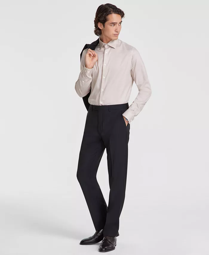 

Мужские классические брюки Slim-Fit из шерстяной ткани с добавлением эластана Calvin Klein, черный