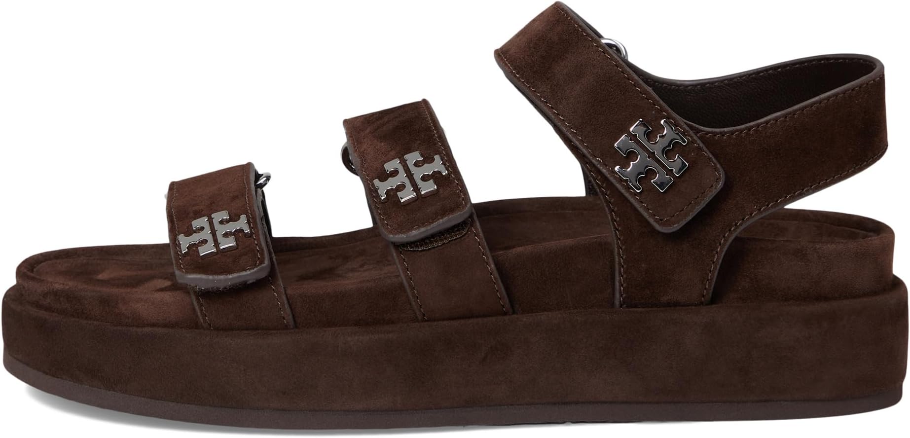 Сандалии Tory Burch Kira Triple Strap Sport Sandals, цвет Dark Cocoa/Silver — фото 4