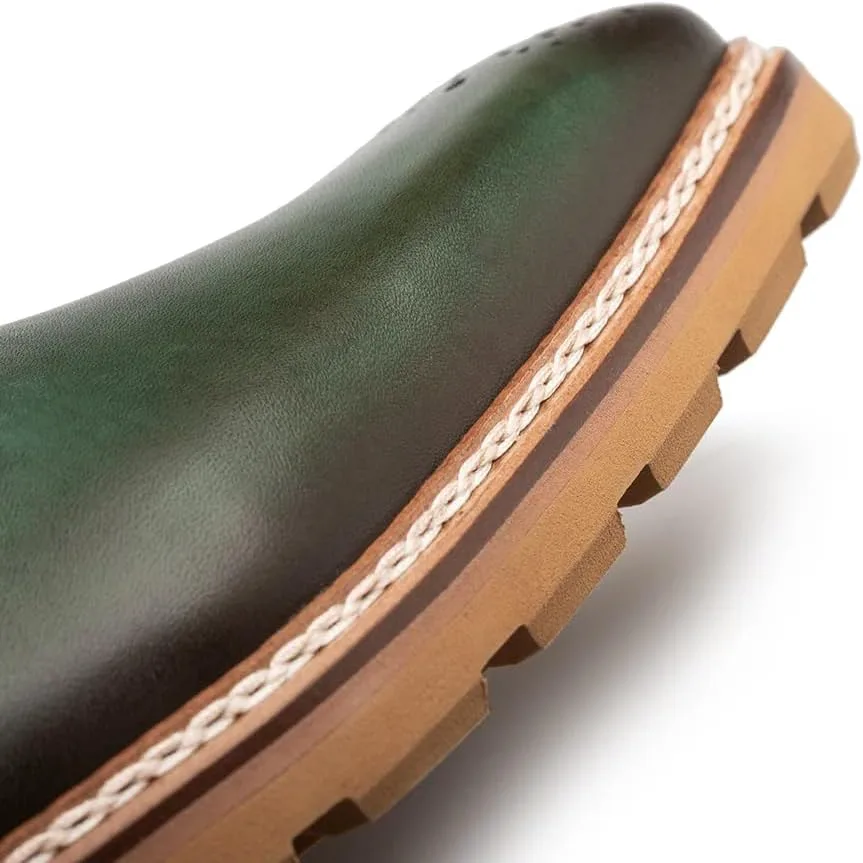 Mezlan Lug Sole Medallion Derby - мужские дерби из телячьей кожи с ручной окраской, с медальоном на носке и прочной резиновой подошвой - ручная работа в Испании — фото 4