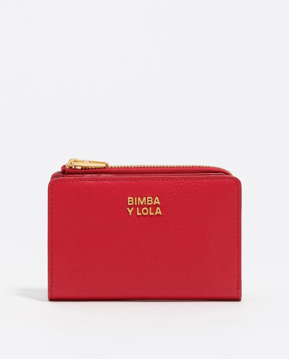 

Женский кожаный кошелек на молнии красного цвета Bimba y Lola