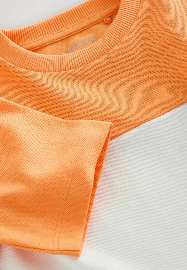 Футболка с коротким рукавом, блочным принтом, стандартного кроя. Next, Orange White Blue — фото 2