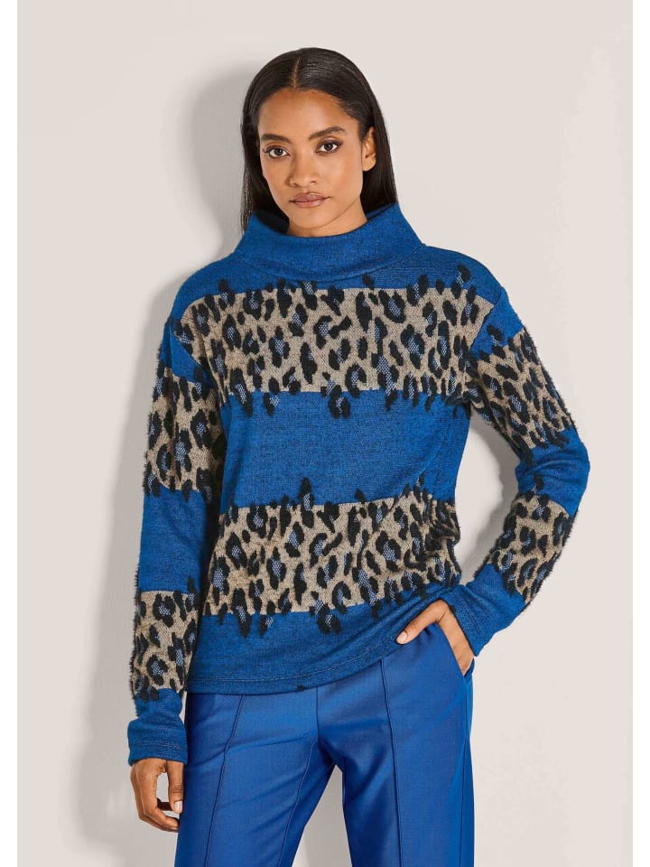 

MADELEINE Свитер с изображением Льва и воротником-стойкой, королевский синий / разноцветный