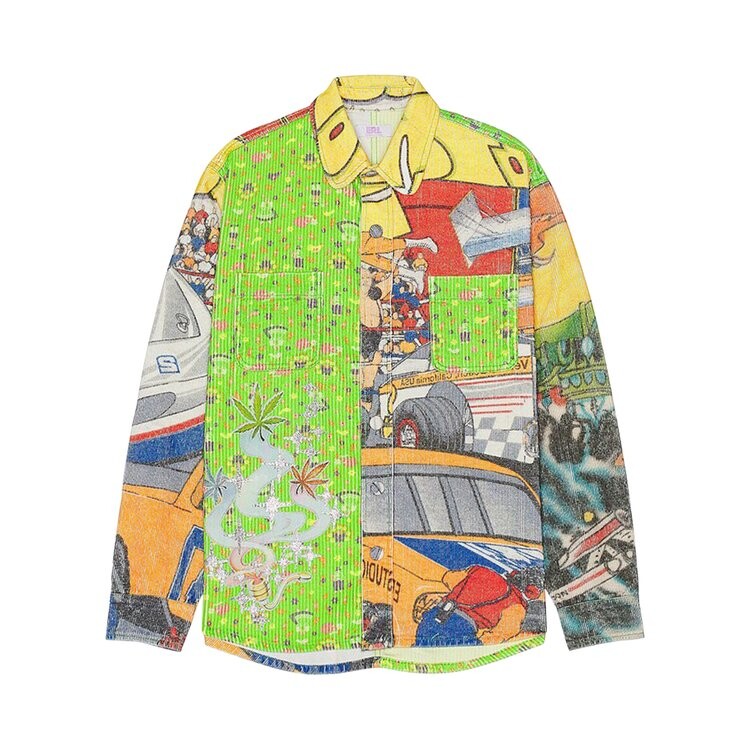 

Рубашка ERL Corduroy Printed Overshirt, зеленый