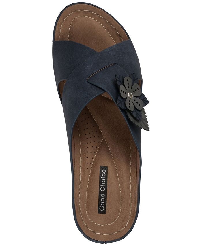 Женские босоножки Selly на танкетке с цветочным принтом GC Shoes, синий — фото 4