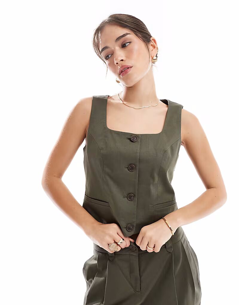 

Жилет Vero Moda, приталенный до щиколотки, в цвете «каламата-зеленый»